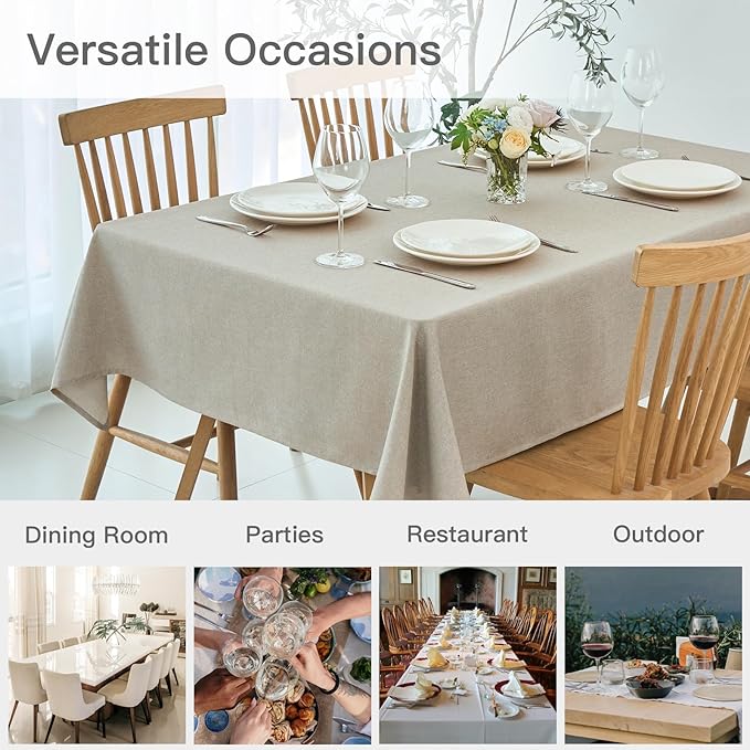 maxmill Linen Texture Tablecloth Water Resistance Antiwrinkle Spillproof - Image 9