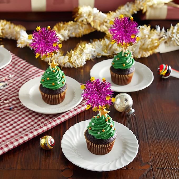 Ephlyn 30Pcs Foil Firework Cupcake Toppers Party Birthday Cake Toppers Supplies - Image 6