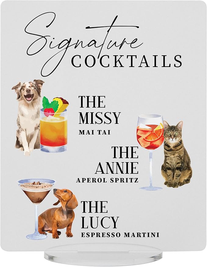 Pet Signature Drink Wedding Signs by Elation+Factory+Co.