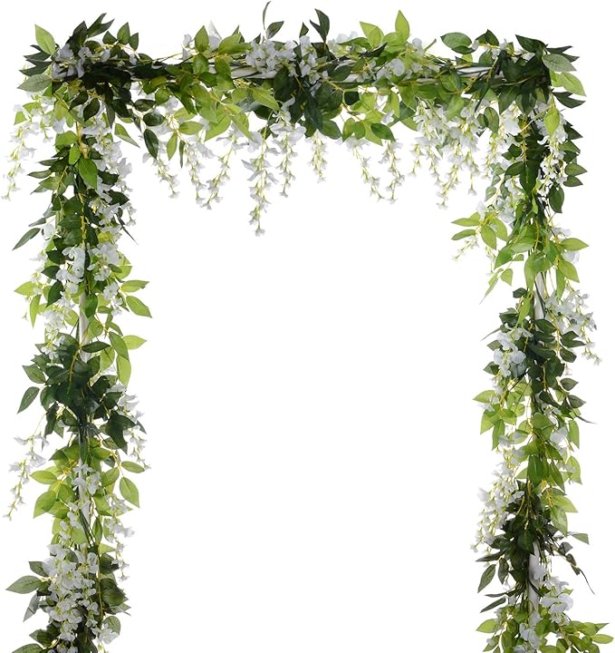 DearHouse 4Pcs 6.6Ft/Piece Artificial Flowers Silk Wisteria Garland Artificial by DearHouse