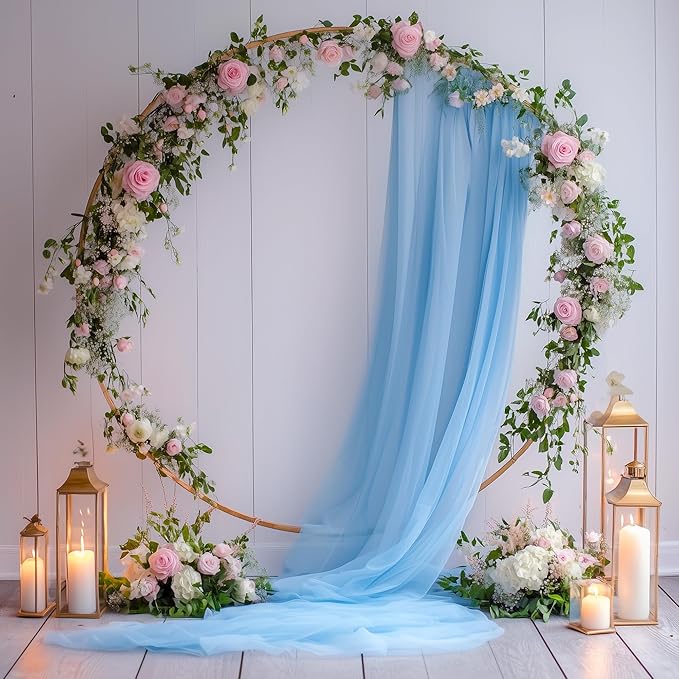 Wedding Arch Draping Fabric 1 Panel 28.7" x 20FT Dusty Blue Sheer Chiffon - Image 6