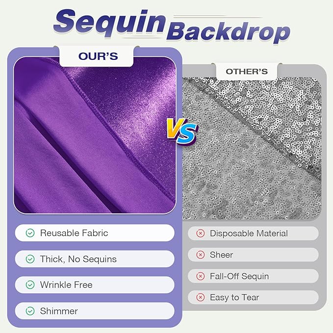 10x10 ft Glitter Purple Backdrop Curtain - Image 4