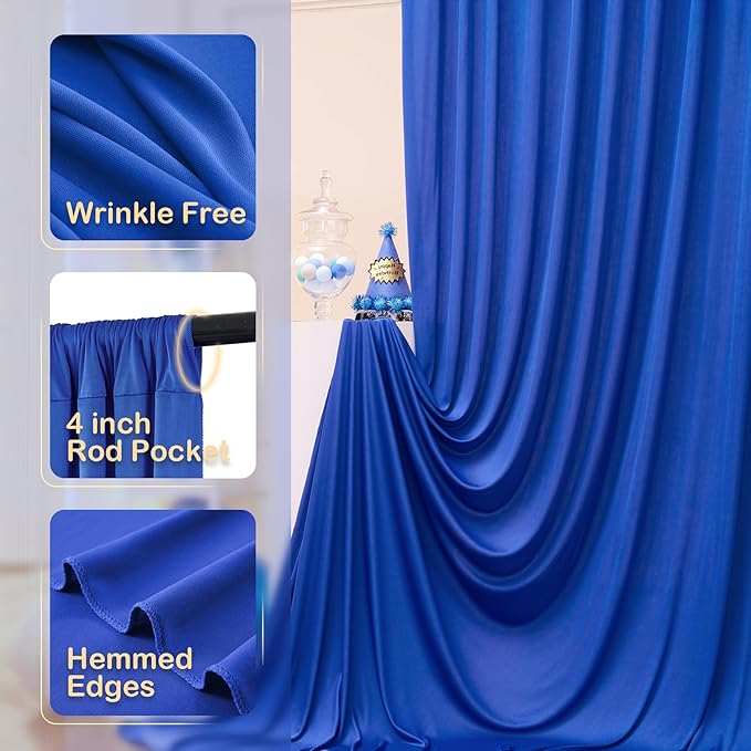 30ftx10ft Wrinkle Free Royal Blue Backdrop Curtains - Image 2