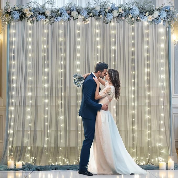 Silver Grey Tulle Backdrop Curtain - Image 6