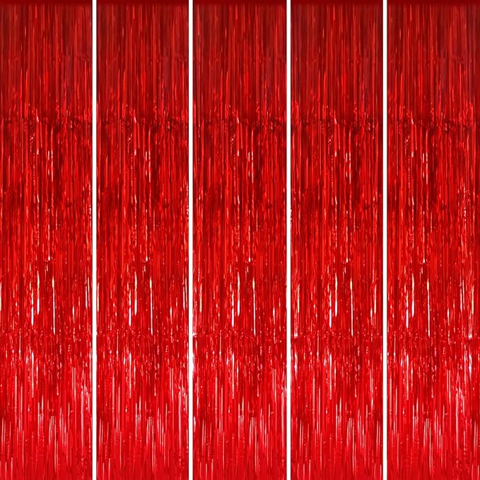 GOER 3.2 ft x 8.2 ft Metallic Tinsel Foil Fringe Curtains Party Photo Backdrop by GOER