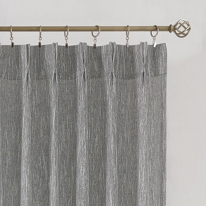 Vision Home Pinch Pleated Gray Semi Sheer Curtains Textured Light Filtering - Image 6