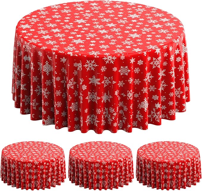 3 Pieces Christmas Snowflake Plastic Party Tablecloth Decorations, Disposable by JectivsPartyDecorations