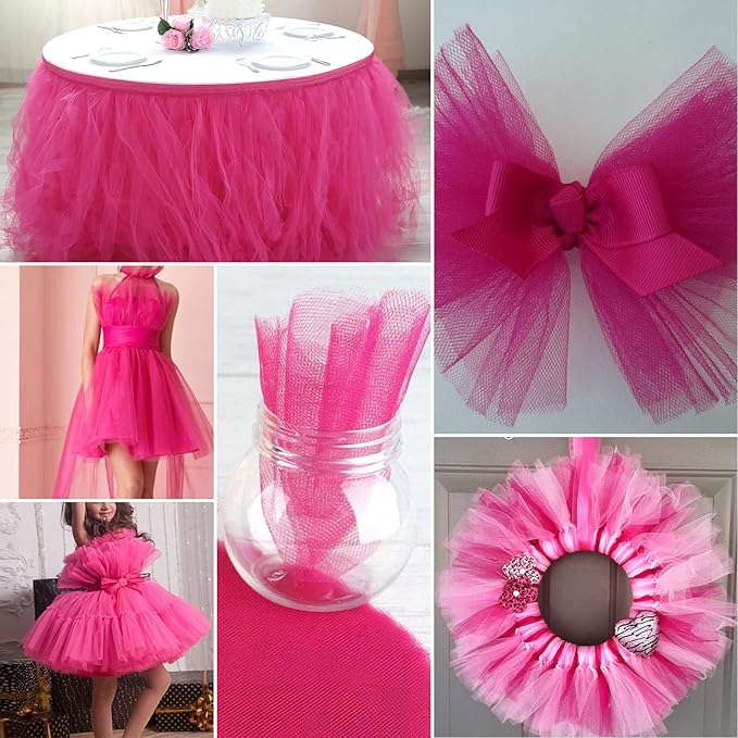 Fuchsia Tulle Fabric Rolls 6 Inch by 200 Yards Fabric Spool Tulle Ribbon - Image 7