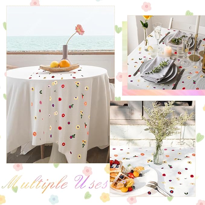 BINBE 3pcs Ivory Daisy Fall Table Runner Embroidery Gauze 10FT Florals Seasonal - Image 6