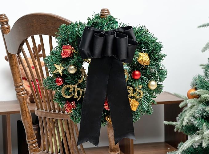 Black Satin Ribbon Double-Faced Wired Ribbons - Image 6