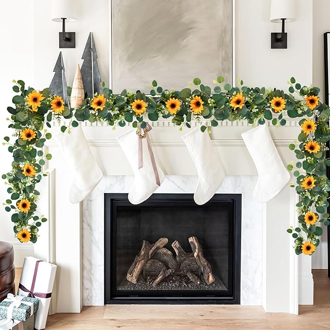 Uieke 2 Pack Artificial Sunflower Garland, 6ft/Strand Silk Sunflowers Hanging - Image 4