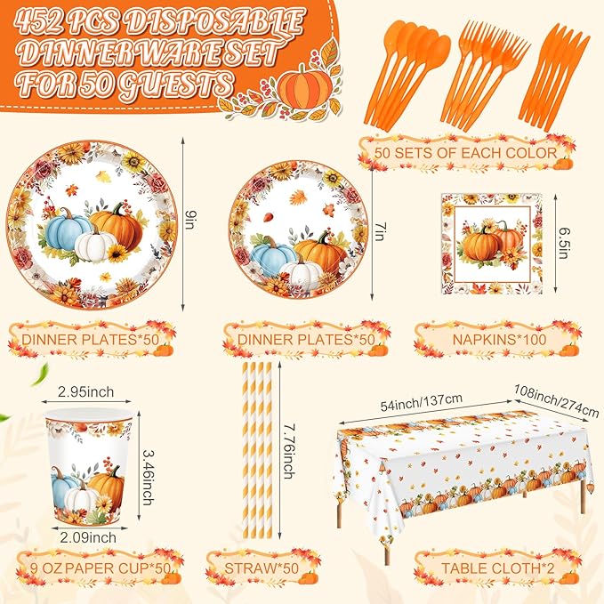 452 Pcs Fall Party Decorations Thanksgiving Party Supplies Fall Maple Leaves - Image 2