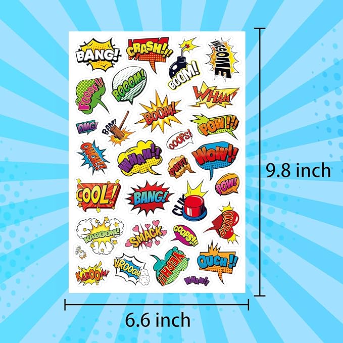 Cool Superhero Stickers 615 Count Boom Party Favors Goodie Gifts Bags Decor - Image 3