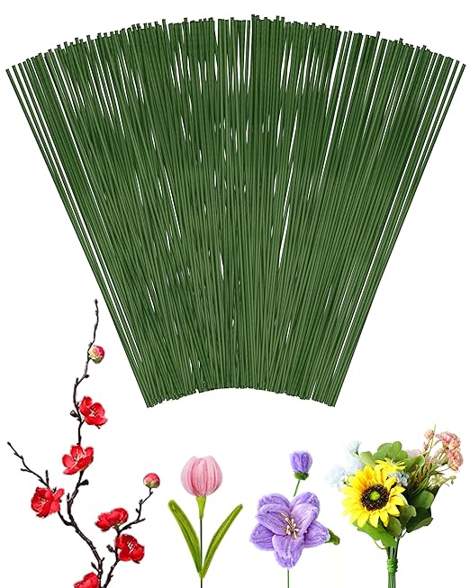 100 PCS FIVEIZERO 18 Gauge Green Floral Wire Stems by FIVEIZERO