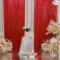 Red Sequin Backdrop Curtains, 2ft x 8ft Sequin Photography Backdrop Curtain 2 by Poise3EHome