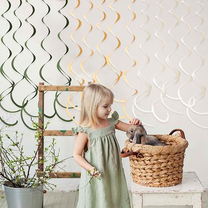 36Pcs Sage Green Hanging Swirl Decoration Olive Green Tan Brown Cream Neutral - Image 8