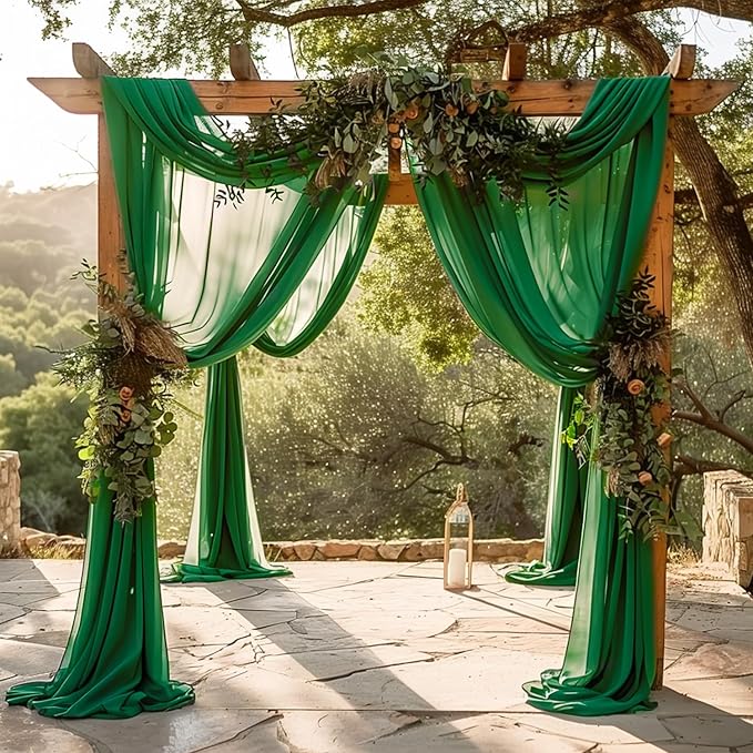 Wokceer Wedding Arch Draping Fabric 28.7" x 20FT Emerald Green Drapes Sheer - Image 6