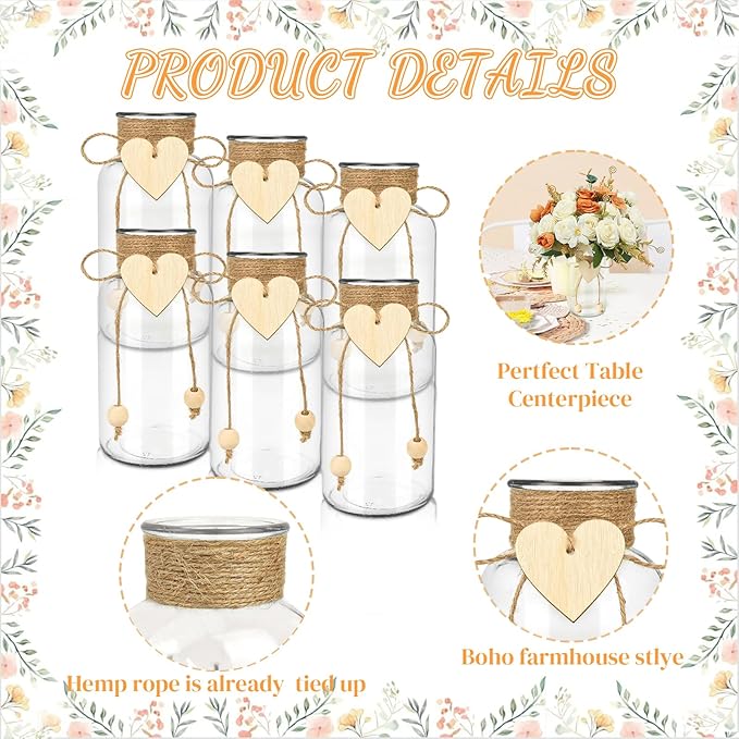 Vintage Glass Vases for Flowers, Bridal Shower Bud Vase Set - Image 3