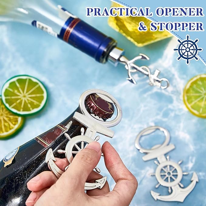 Zhehao 50 Pcs Anchor Bottle Stopper Bottle Opener Wine Bottle Stopper - Image 4