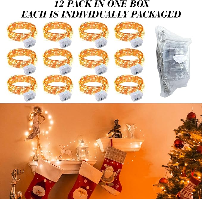ZGWJ 12 Pack Halloween Fairy Lights Battery Operated, 7ft 20 Mini LED Halloween - Image 6