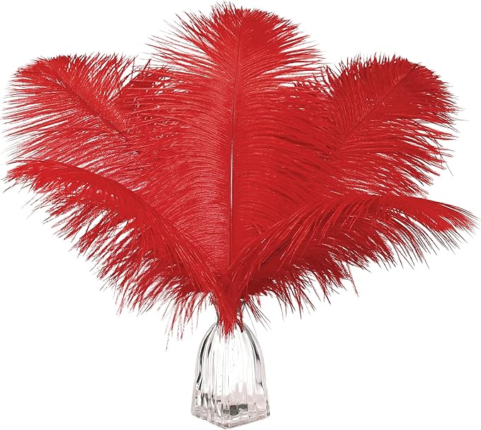 12pcs Natural Bright Red Ostrich Feathers 12-14inch - Image 9