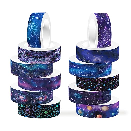 12 Rolls Starry Sky Washi Tape Set, Vintage Washi Tape Decorative Paper by AdirasenotekOfficialFlagship