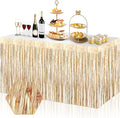 3 Pack 29x108 Inch Champagne Gold Foil Fringe Table Skirts Metallic Banner by Ferwzsr