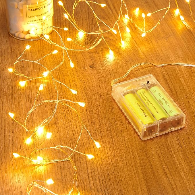 2 Pack Fairy Lights Battery Operated, Twinkle String Lights Waterproof Silver by Minetom