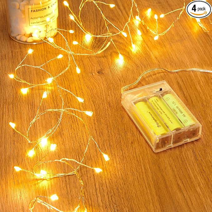4 Pack Fairy Lights Battery Operated, 5 Feet 60 LED Twinkle String Lights by Minetom