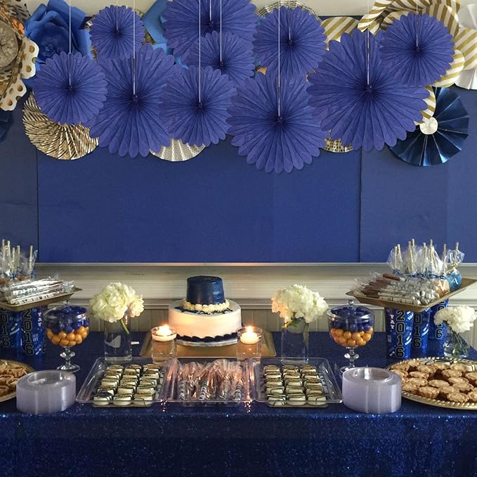 20 Pcs Blue Hanging Paper Fan, Hanging Honeycomb Round Paper Fans - Image 5