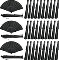 Wenqik 80 Pcs Wedding Folding Hand Fans Bulk Silk Fabric Chinese Handheld by Wenqik