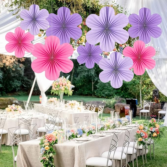 SUNBEAUTY Flower Party Decorations Paper Fans Classroom Decoration Paper Floral - Image 4