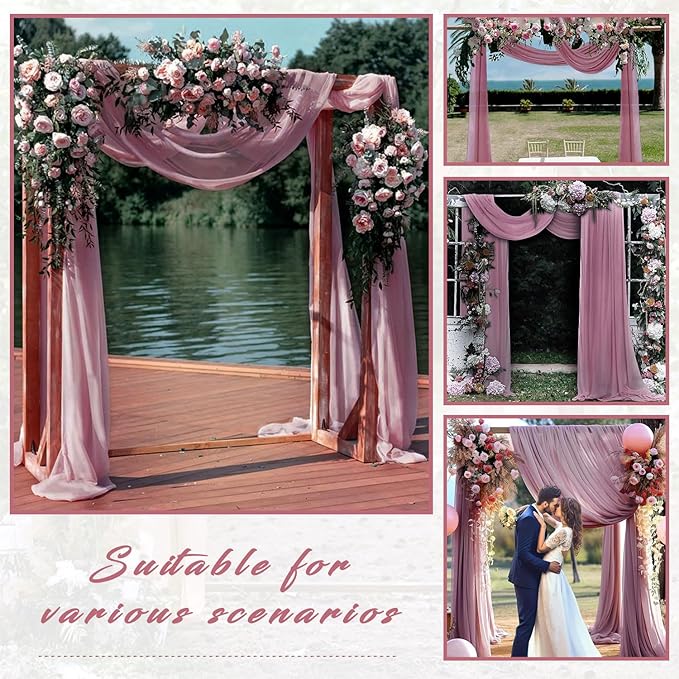 Dusty Rose Wedding Arch Draping Fabric 2 Panels 20Ft Length x 28" Width Arch - Image 7