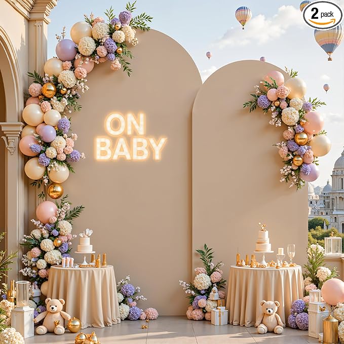 Nude Arch Backdrop Cover for Wedding, 7.2FT 6FT Set of 2 Stretchy Spandex by Besutolife