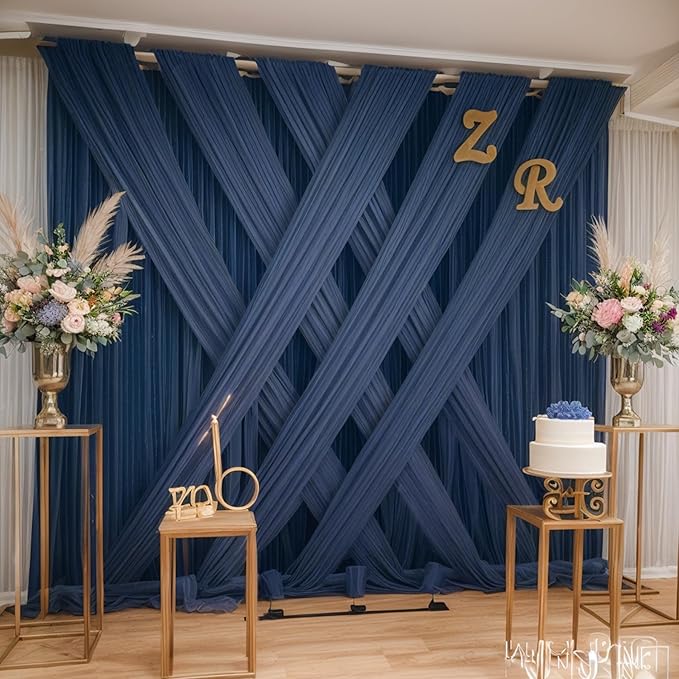 40×14ft Wrinkle Free Navy Blue Backdrop Curtain - Image 5
