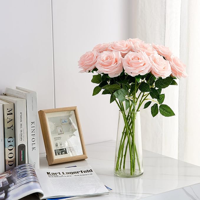 Artificial Rose 10pcs Open Flower Bouquet Faux Rose Stems - Image 2