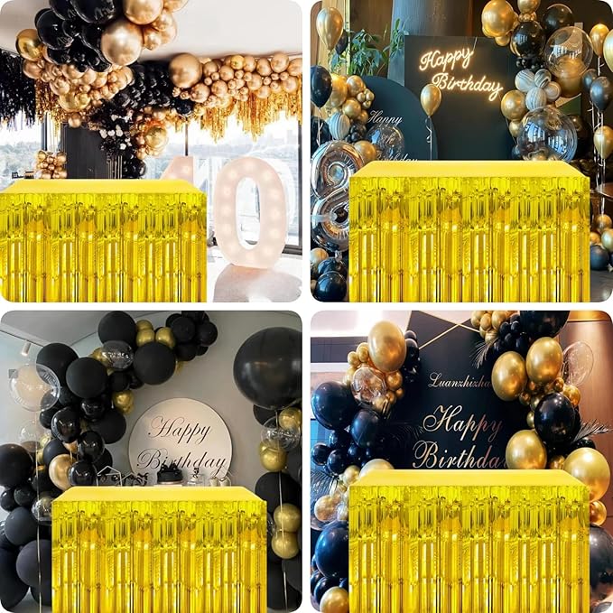 Gold Streamers Party Decorations, 2 Packs Gold Table Skirts Metallic Foil - Image 6
