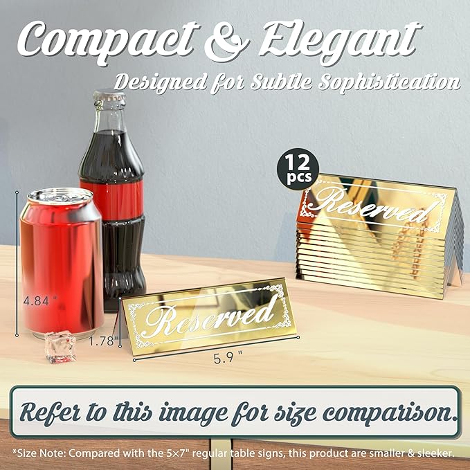 12 Pcs Mirrored Gold Reserved Table Signs, Acrylic Reserved Signs - Image 2