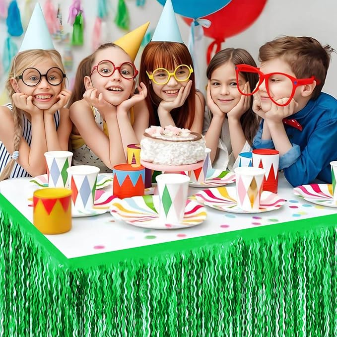 6 Pack 29x108 Inch Green Wave Foil Fringe Table Skirts Metallic Banner - Image 5