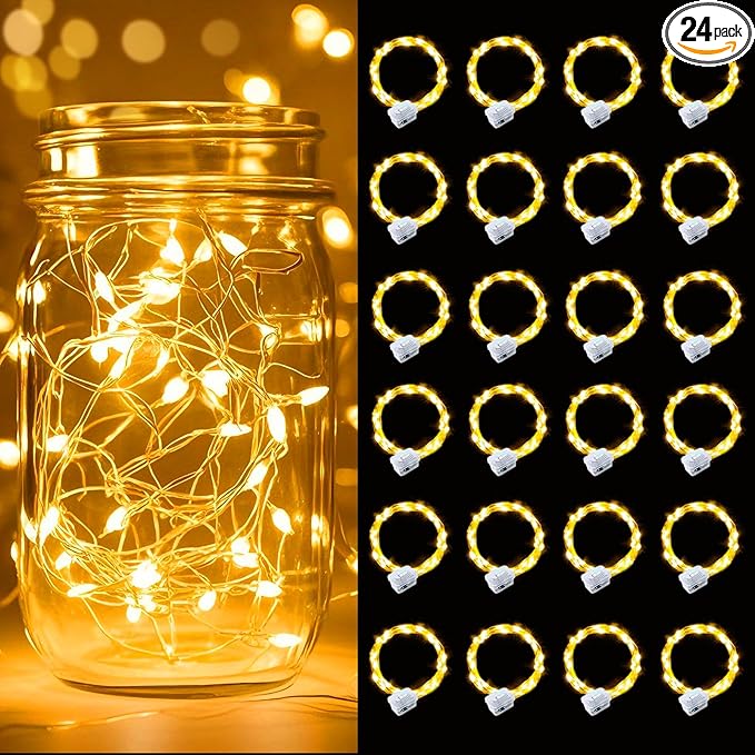 pozzolanas 24 Pack Warm White Battery Operated String Lights - 7ft Waterproof by pozzolanas
