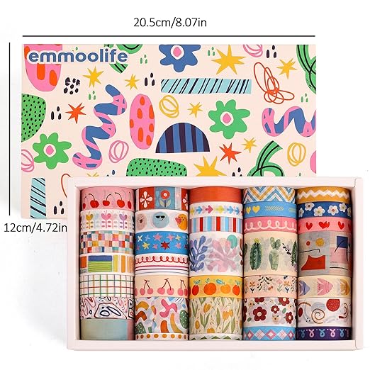emmoolife 35 Rolls Washi Tape Set, Colorful Cute Floral Writable Decorative - Image 4
