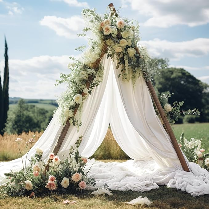 Wedding Arch Draping Fabric 2 Panels 30" X 20FT Sheer Arch Drapes Fabric White - Image 6