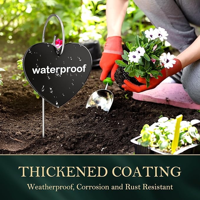 30-Pack Iron Metal Heart Shaped Garden Markers Weatherproof Metal Plant Labels - Image 3