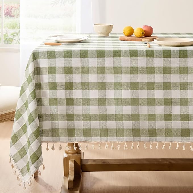 Softalker Checkered Tablecloth Rectangle, Heavy Weight Linen Gingham Christmas by Softalker