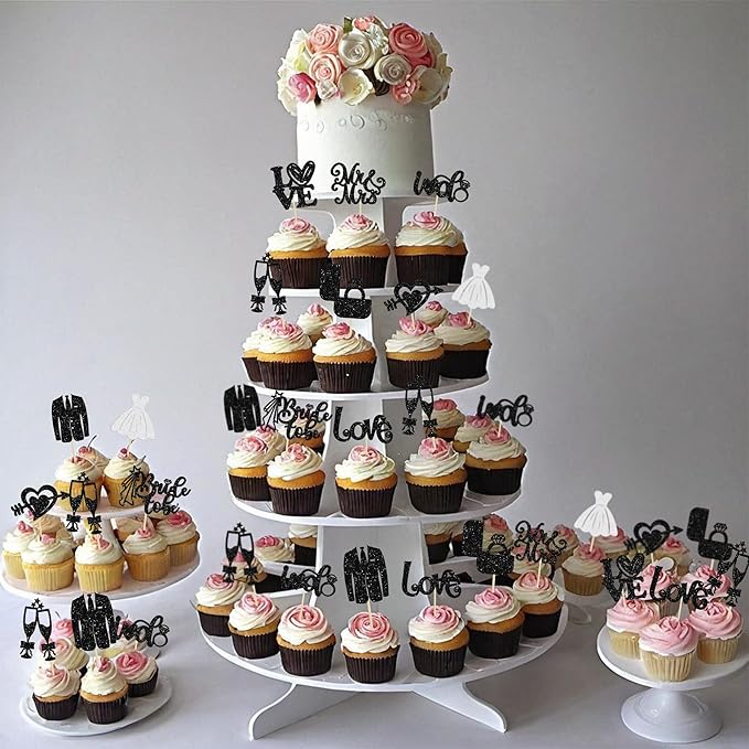 Ephlyn 30Pcs Bride to be Cupcake Toppers Glitter Wedding Cake Topper - Image 4