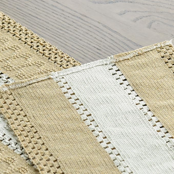 Artoid Mode Burlap Brown Farmhouse Rustic Table Runner, Seasonal Hollow Kitchen - Image 3