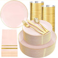 NOCCUR 350PCS Pink and Gold Plastic Plates by NOCCUR