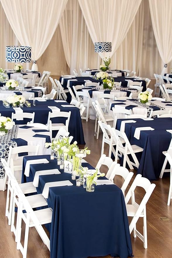 12 Pack Polyester Tablecloth 60 x 126 Inch Navy Blue Tablecloth - Image 6