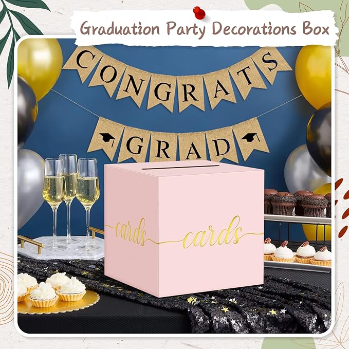 QIKSION Pink Wedding Card Box, Wedding Reception, Graduation, Baby Shower - Image 5