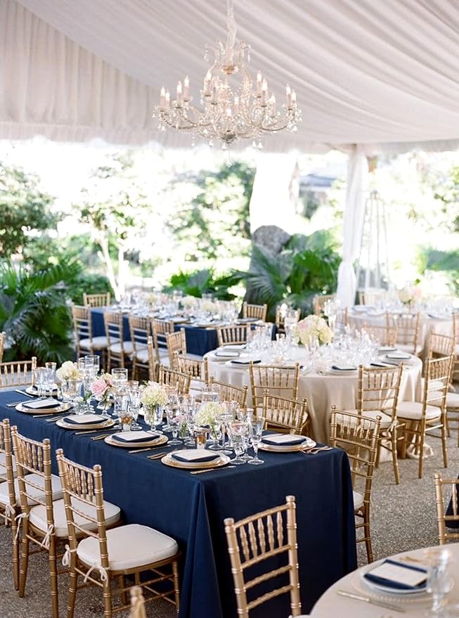 12 Pack Polyester Tablecloth 60 x 126 Inch Navy Blue Tablecloth - Image 7